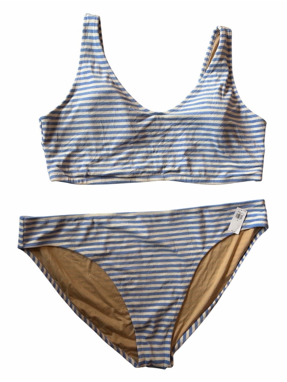 Old Navy Striped Bikini 2 Piece Swimsuit 4X NWT Blue White Terry Bralette Plus